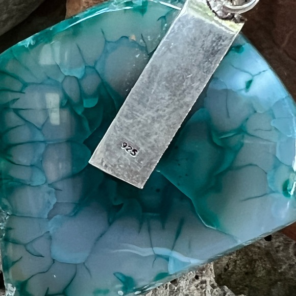 Genuine Dragon vein agate & moonstone pendant (A-1) - Picture 3 of 4